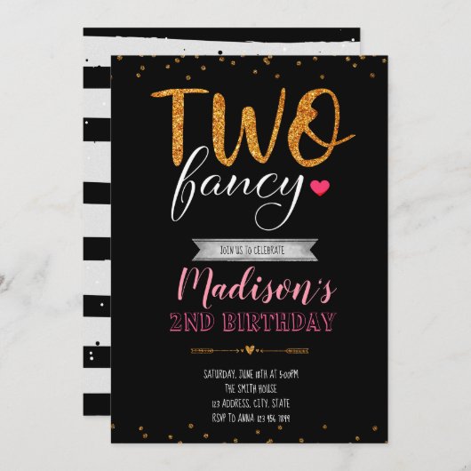 Twee fancy verjaardagsuitnodiging kaart (Voorkant / Achterkant)