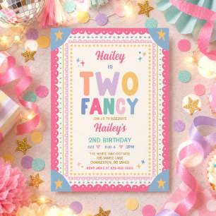 Twee Fantasievolle Whimsical Meisje 2de Verjaardag Kaart