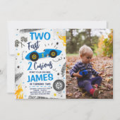 Twee Fast 2 Curious Blue 2e Verjaardag Foto Kaart (Voorkant)