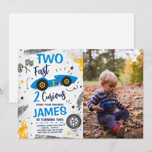 Twee Fast 2 Curious Blue 2e Verjaardag Foto Kaart (Voorkant / Achterkant)