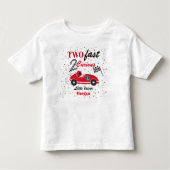 Twee Fast 2Curious rode sportwagen tweede verjaard Kinder Shirts (Voorkant)