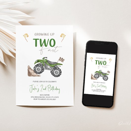 TWEE Fast 4 Wheeler Quad Bike Verjaardag uitnodigi Kaart