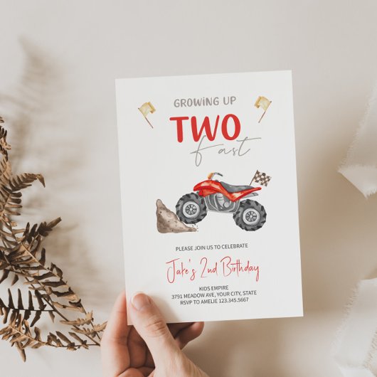 TWEE Fast 4 Wheeler Quad Bike Verjaardag uitnodigi Kaart