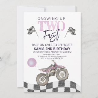 Twee Fast Birthday Dirt bike thema Uitnodiging. In Kaart