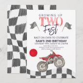 Twee Fast Birthday Dirt bike thema Uitnodiging. Kaart (Voorkant / Achterkant)