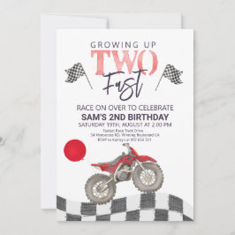 Twee Fast Birthday Dirt bike thema Uitnodiging. Kaart
