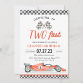 TWEE Fast Birthday Invitation Race Car 2e verjaard Kaart (Voorkant)