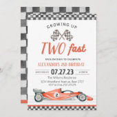 TWEE Fast Birthday Invitation Race Car 2e verjaard Kaart (Voorkant / Achterkant)