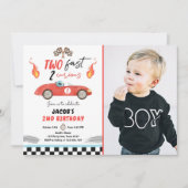 Twee Fast Birthday Party Race Car 2e verjaardag In Kaart (Voorkant)