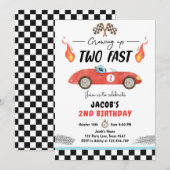Twee Fast Birthday Party Race Car 2e verjaardag In Kaart (Voorkant / Achterkant)