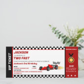 Twee Fast Birthday Race Car Racing Party Ticket Kaart (Staand voorkant)
