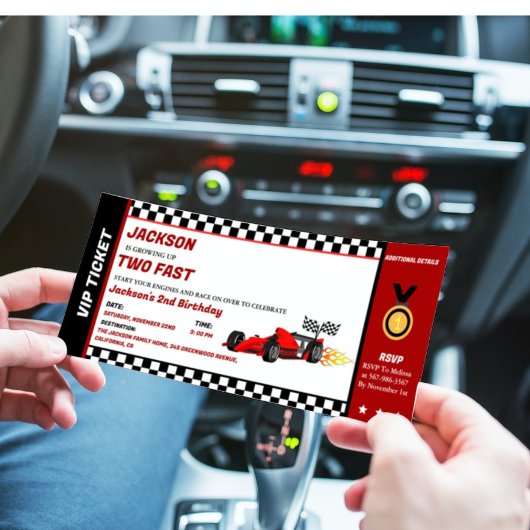 Twee Fast Birthday Race Car Racing Party Ticket Kaart