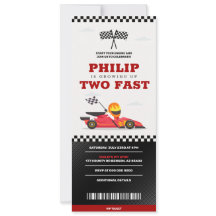 Twee Fast Birthday Race Car Racing Party Ticket
