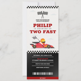 Twee Fast Birthday Race Car Racing Party Ticket Kaart