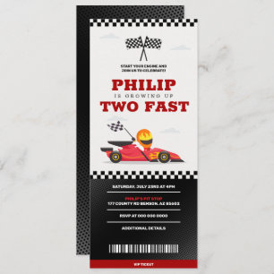 Twee Fast Birthday Race Car Racing Party Ticket Kaart