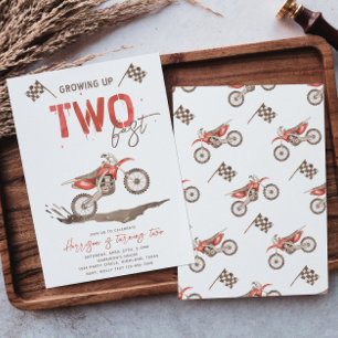 TWEE Fast Birthday-uitnodiging   2e verjaardag Kaart