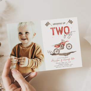 TWEE Fast Birthday-uitnodiging   Dirt Bike Kaart