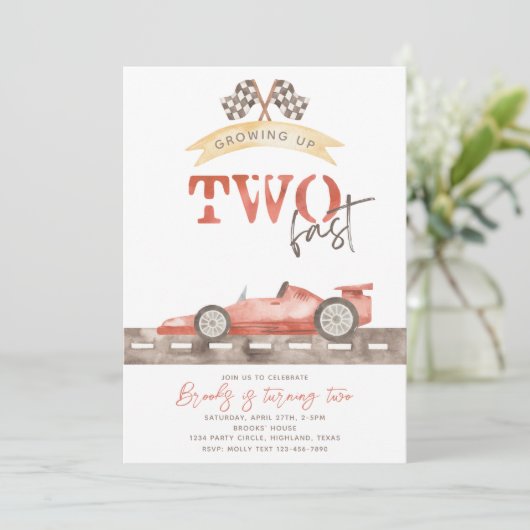 TWEE Fast Birthday-uitnodiging | Uitnodiging tot r (Staand voorkant)