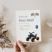 TWEE Fast Blue 4 Wheeler Verjaardag uitnodiging