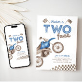 Twee Fast Blue Dirt Bike Uitnodiging