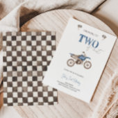 TWEE Fast Blue Dirt Bike Verjaardag uitnodiging