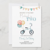 TWEE Fast Blue driewieler verjaardagsuitnodiging Kaart (Voorkant)