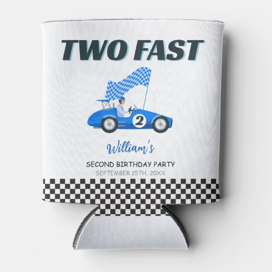Twee Fast Blue Race Auto Tweede Verjaardag Koelbox Blikjeskoeler (Voorkant)