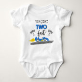 Twee Fast Blue Race Car 2de Birthday Party Outfit Romper (Voorkant)