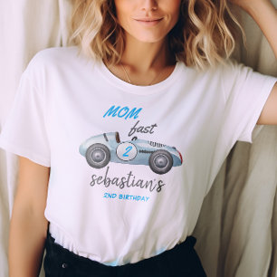 Twee Fast Blue Race Car 2e verjaardag uitnodiging T-shirt