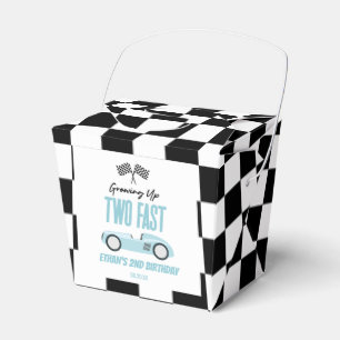 Twee Fast Blue Race Car 2e Verjaardagsfeest Bedankdoosjes