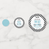 Twee Fast Blue Race Car 2e Verjaardagsfeest Confetti (Voorkanten)