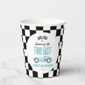 Twee Fast Blue Race Car 2e Verjaardagsfeest Papieren Bekers (Achterkant)