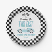Twee Fast Blue Race Car 2e Verjaardagsfeest Papieren Bordje (Voorkant)