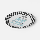 Twee Fast Blue Race Car 2e Verjaardagsfeest Papieren Bordje (Gekanteld)