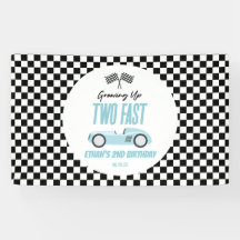 Twee Fast Blue Race Car 2e Verjaardagsfeest