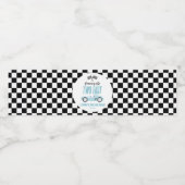 Twee Fast Blue Race Car 2e Verjaardagsfeest Waterfles Etiket (Enkel label)