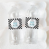 Twee Fast Blue Race Car 2e Verjaardagsfeest Waterfles Etiket