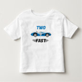 Twee Fast Blue  Race Car Boy 2e Verjaardag Kinder Shirts (Voorkant)