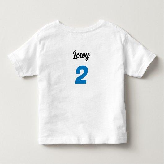 Twee Fast Blue  Race Car Boy 2e Verjaardag Kinder Shirts (Achterkant)