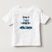 Twee Fast Blue  Race Car Boy Verjaardag Kinder Shirts (Voorkant)