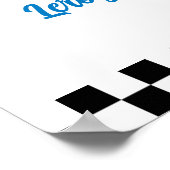 Twee Fast Blue Race Car Verjaardag Welkom Poster (Hoek)