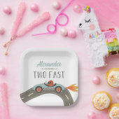 Twee Fast BLUE Race Carthday Papieren Bordje (Feest)