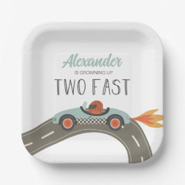 Twee Fast BLUE Race Carthday Papieren Bordje