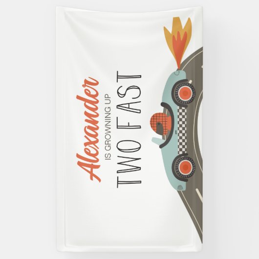 Twee Fast BLUE Race Carthday Spandoek (Verticaal)