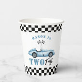 Twee Fast Blue raceauto Kinder 2e Verjaardag Papieren Bekers (Achterkant)