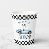 Twee Fast Blue raceauto Kinder 2e Verjaardag Papieren Bekers (Voorkant)
