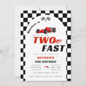 Twee Fast Boy 2e Verjaardag Red Racing Car Kaart (Voorkant)