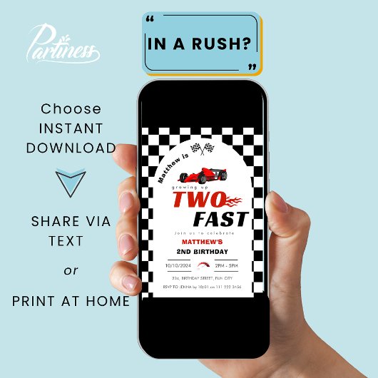 Twee Fast Boy 2e Verjaardag Red Racing Car Kaart