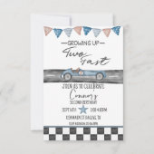 Twee Fast Boy Second Birthday Invitation Kaart (Voorkant)