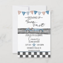 Twee Fast Boy Second Birthday Invitation
